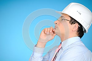 Engineer with white hard hat