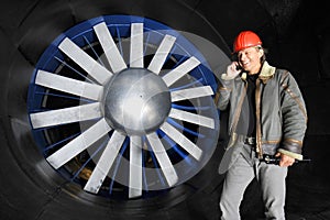 Engineer in a wind tunnel