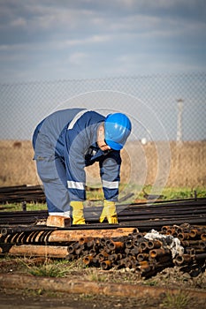 Engineer work in oil refinery