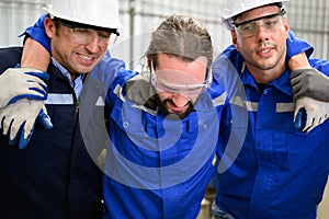 Engineer worker with accident at factory