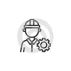 Engineer worker with gear line icon