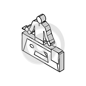 engineer worker isometric icon vector illustration