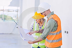 Engineer worker team builder working together teamwork talking together work at construction site