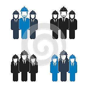 Engineer, Worker Team Icon Set.