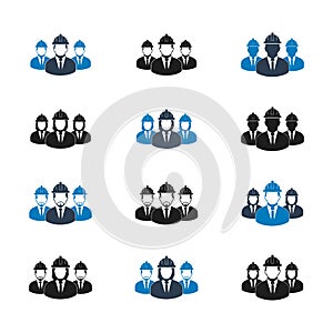 Engineer, Worker Team Icon Set.