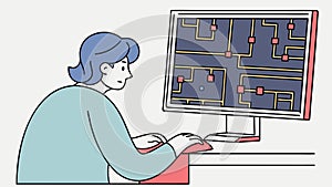 Engineer Working on Circuit Board Design on a Computer, Tech Innovation, vector design Generative AI