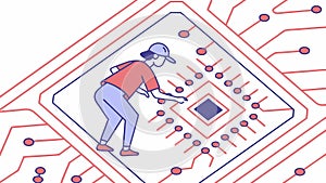 Engineer Working on Circuit Board Technology Development Vector, vector design Generative AI