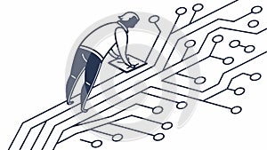 Engineer Working on a Complex Circuit Board Design, vector design Generative AI