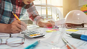 The Engineer Working on Plans.AI generated image