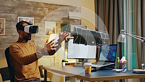Engineer working in VR cad software