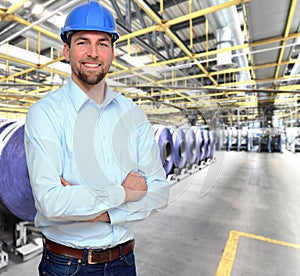 Engineer works in the printing industry - production of daily n