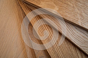 Engineered hardwood or laminate flooring samples.