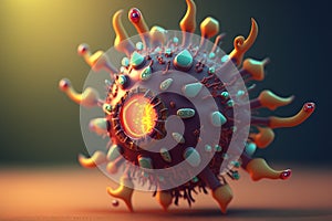 Engineered Virus Cell 3D Cartoon Style