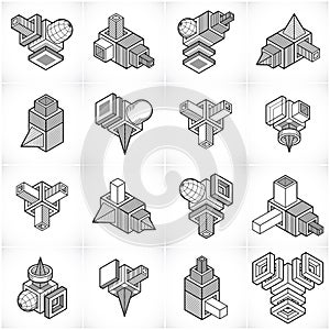 Engineering abstract shape, vectors set.