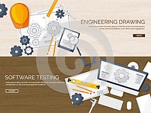 Engineering and architecture vector illustration. Drawing and construction. Architectural project. Design sketching