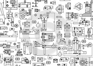 Engineering backgrounds. Mechanical engineering drawings. Cover. Banner. Technical Design. Draft.