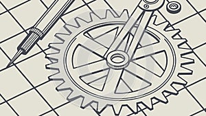 Engineering Blueprint: Gear & Drafting Vector Design, vector design Generative AI