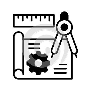 Engineering Blueprint vector Solid icon style illustration. EPS 10 file