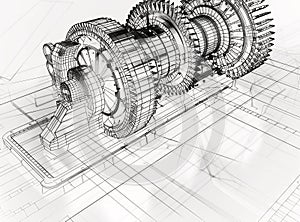 Engineering concept with gear mechanism design