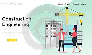 Engineering and construction illustration of landing page