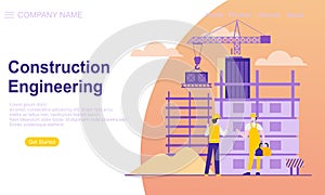 Engineering and construction illustration of landing page