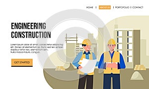 Engineering and construction illustration of landing page