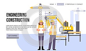 Engineering and construction illustration of landing page