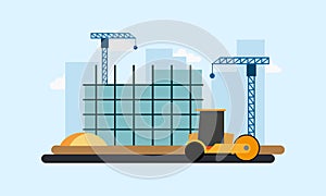 Engineering and construction illustration of landing page