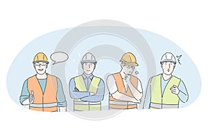 Engineering and construction workers concept