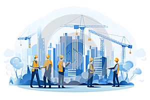 engineering and construction workers team workman site hat job illustration ai generated