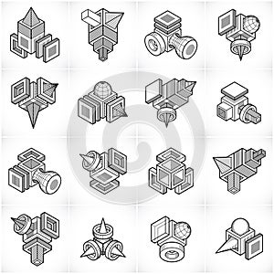 Engineering constructions collection, abstract vectors set