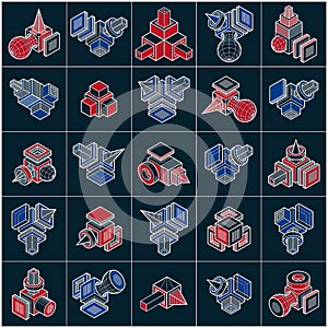 Engineering constructions collection, abstract vectors set