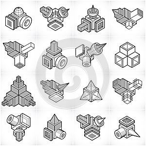 Engineering constructions collection, abstract vectors set.