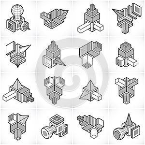Engineering constructions collection, abstract vectors set.