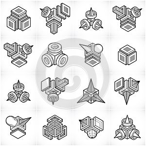 Engineering constructions collection, abstract vectors set.