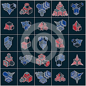 Engineering constructions collection, abstract vectors set.