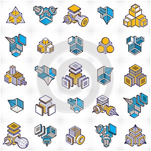 Engineering constructions collection, abstract vectors set.