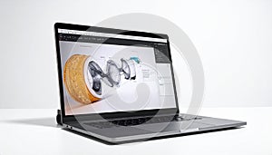 Engineering Design with 3D CAD Software on Laptop