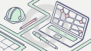 Engineering Design Workspace, Blueprint Tools Concept, vector design Generative AI