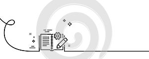 Engineering documentation line icon. Technical instruction sign. Continuous line with curl. Vector