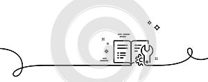 Engineering documentation line icon. Technical instruction sign. Continuous line with curl. Vector