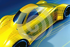 An engineering drawing of a cars aerodynamic underbody detailing the airflow paths for improved performance. Speed drive