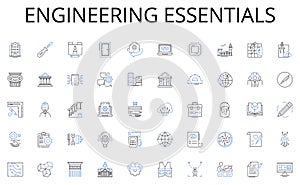 Engineering essentials line icons collection. Vault, Safe, Storage, Trust, Safekeeping, Preservation, Security vector