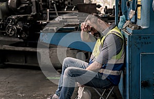 Engineering in factory tried and pressured. Mental health, PTSD and suicide prevention