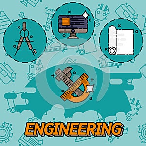 Engineering flat icons set