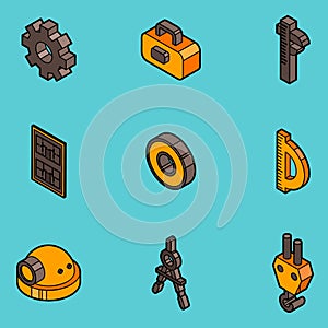 Engineering flat outline icons