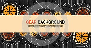Engineering gear Orange on black background With technology-style network EP.9