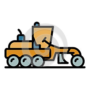 Engineering grader machine icon color outline vector