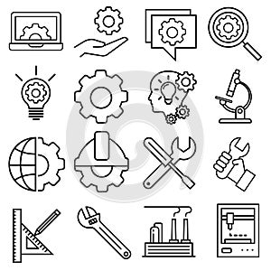 Engineering icon vector set. Manufacturing illustration sign collection. engineer symbol. technology logo.