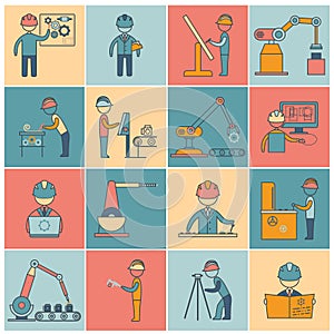 Engineering icons flat line